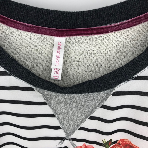 Grey Floral Sheer Front Sweatshirt - Picture 4 of 6